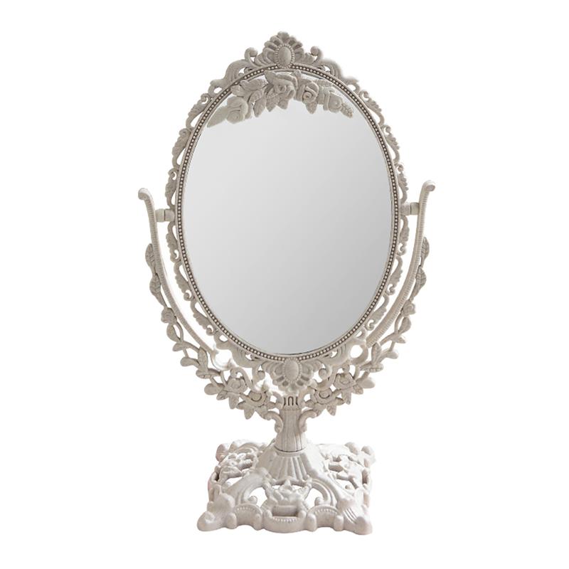 1pc Desktop Makeup Mirror Retro Style Relief Girl Makeup Mirror Desktop Mirror