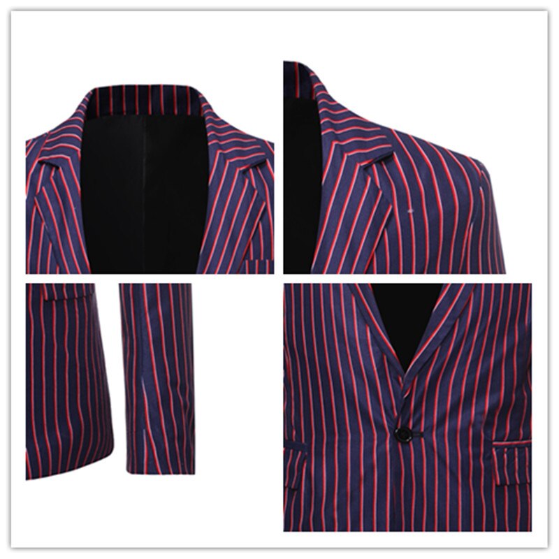 Herr kavaj trend rand kontrastfärg business casual enkelknapp herr kostymer kavaj