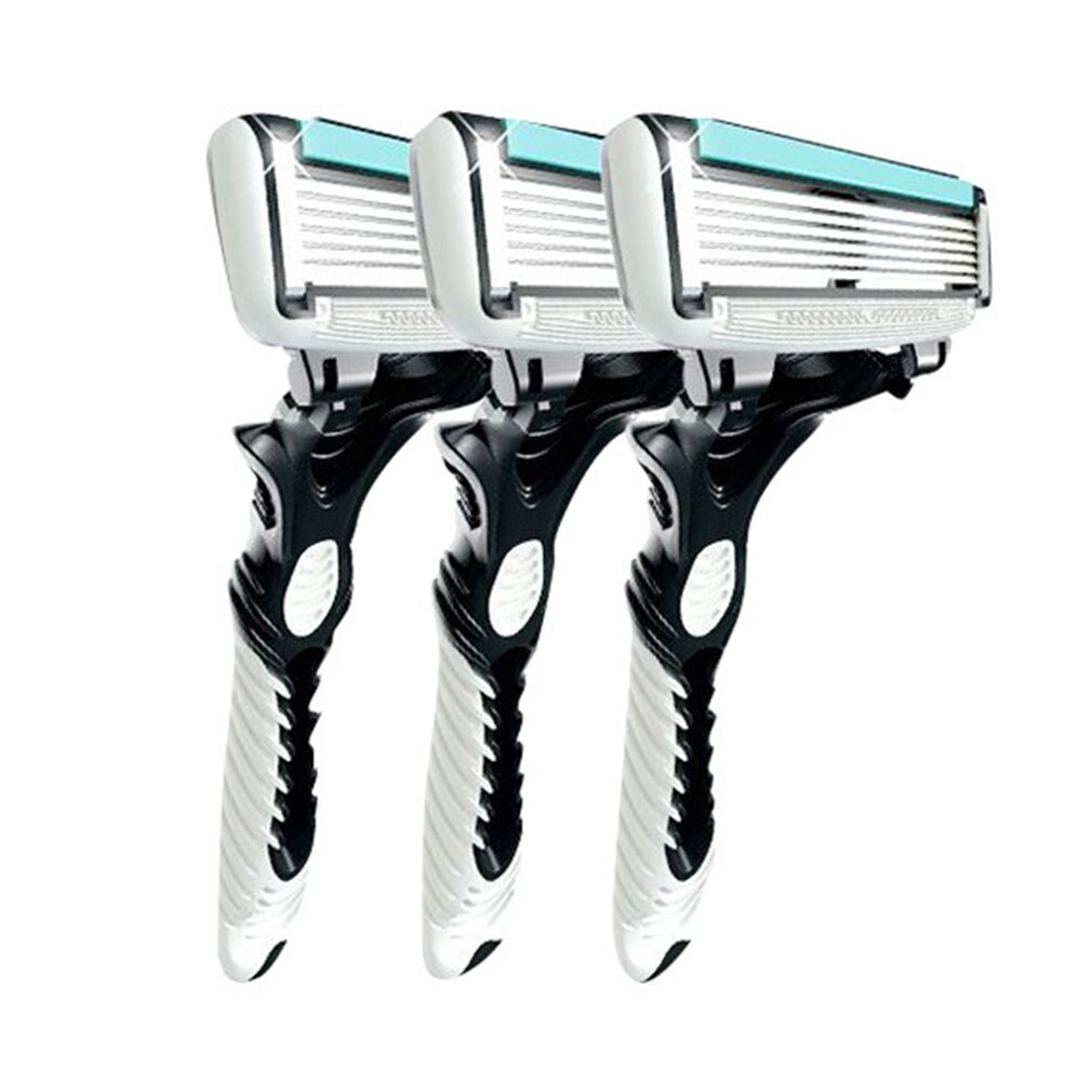 3 uds hombres seguridad clásico tradicional 6 capas afeitado cuchilla para cabello afeitadora Manual de acero inoxidable afeitado cuchilla para cabello