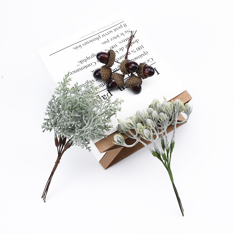 Plantas artificiales decorativas, coronas de flores, jarrones para decoración del hogar, álbum de recortes de Navidad, caja de de bricolaje, flor de plástico, 6 piezas