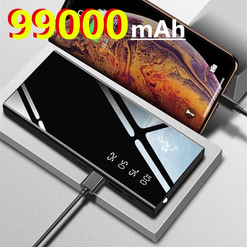 Power Bank 99000Mah Draagbare Ultra-Dunne Mobiele Telefoon Oplader Met Snelle Digitale Display Outdoor Reizen Power Bank