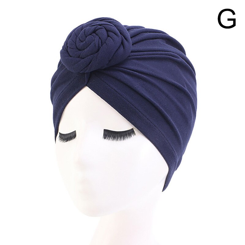 mujer europeo y americano Popular Donut turbante Color puro bola sombrero gorro de quimioterapia para Spa baño sombreros: 07