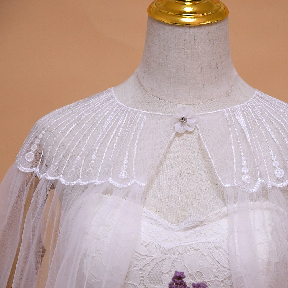 TRiXY G24-chal de encaje blanco para boda, capa de velo de novia, encaje de Organza, capas de boda largas, envolturas nupciales, manto de chal de tren de 3M de largo