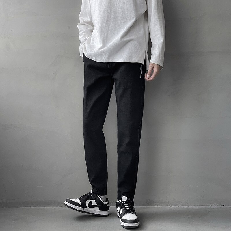 Pantalones vaqueros holgados para hombre, Simple, , cómodos, combinan con todo, para estudiantes, de diario, informales, rectos, de chándal