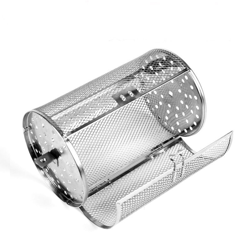 Rustfritt stål ovn steke kurv baking roterende nøtter bønner peanøtt bur bbq grill bakeware