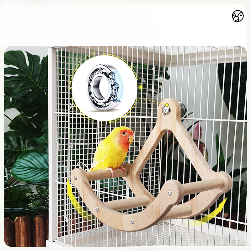 Rueda de pájaro de juguete interactiva, rueda giratoria de madera, juguetes para pájaros, jaula, accesorios para Conures, periquitos, loros, cacatúas, periquitos, 1 ud.