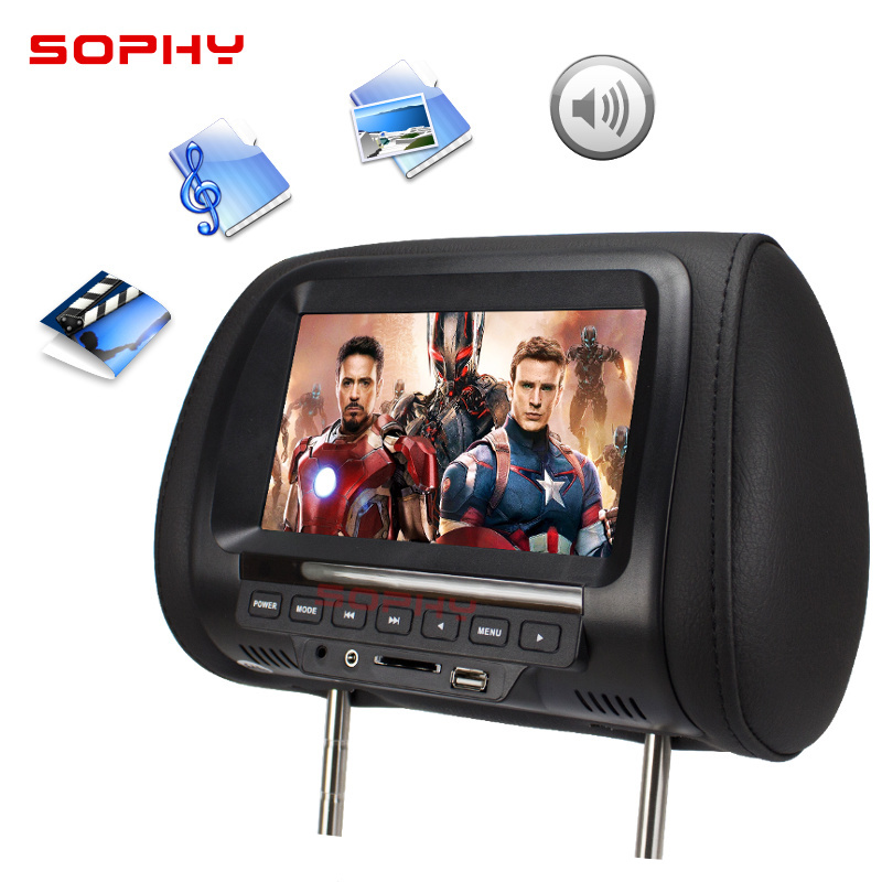 Universal 7 inches Automobile Car Headrest Monitor Rear Seat Entertainment Multimedia Player General AV USB SD MP4: SH7038MP5-Black