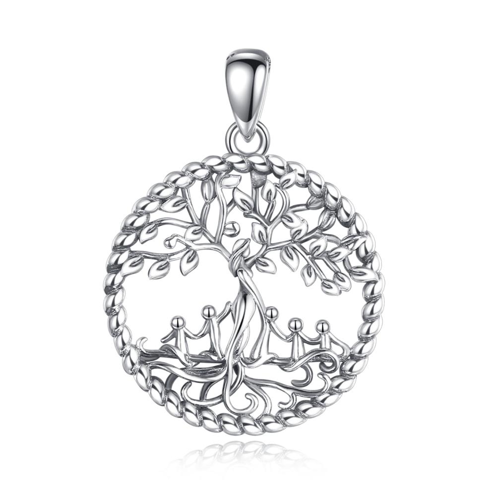 EUDORA Sterling Silver Tree Of life Pendant Silver Family tree Necklace with baby child Fine Jewelry for Women Happy family of 5: only pendant