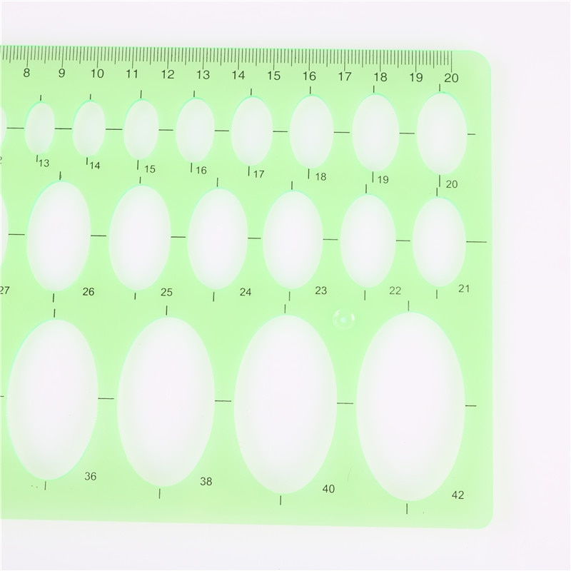 1 pièces 20*13.5cm axe d'attente positif cercle de mesure étudiant ovale modèle règle étudiant ovale dessin règle entreprise d'emballage