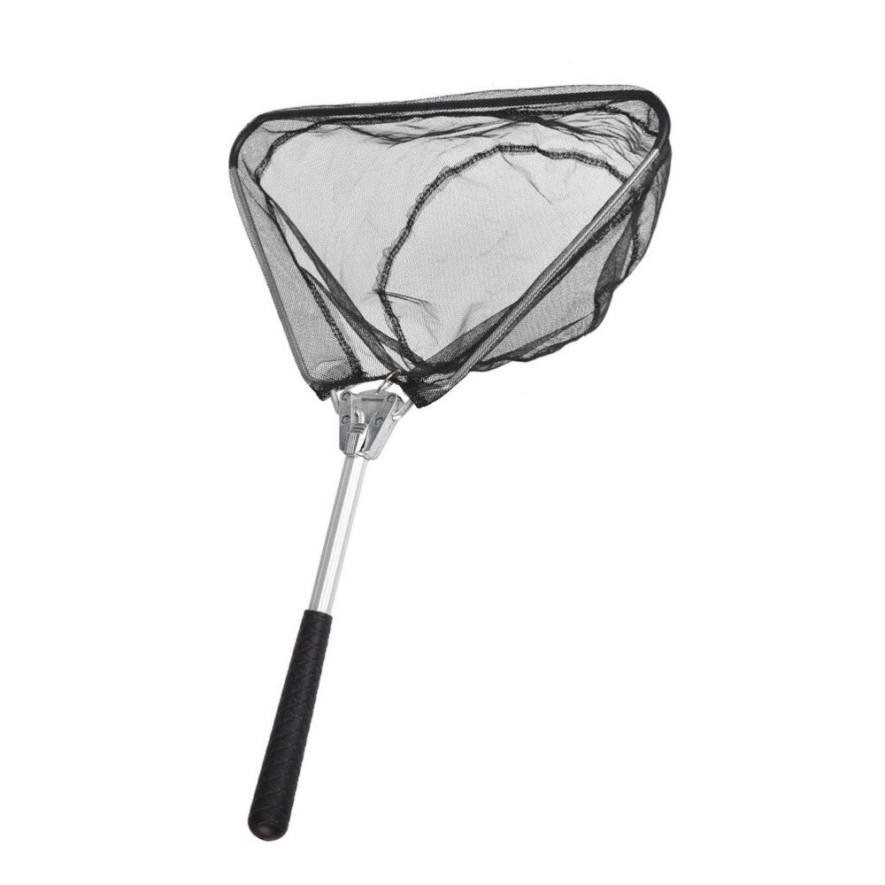 Aluminum Alloy Triangle Fishing Net Foldable Fish Landing Net Mini Collapsible Fish Catching Landing Net (50cm, Black)