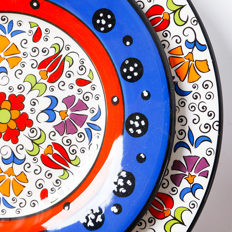 Vajilla serie de sombras de flores, Dishe cuenco de cerámica, plato de cena para el hogar, cuenco para sopa, contenedor de comida, plato de comida occidental, cuenco para ensalada de frutas