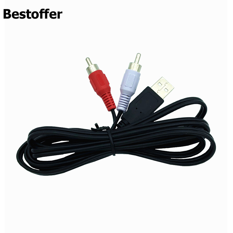 USB 2.0 A Male to 2RCA Phono AV Cable Lead PC TV AUX Audio Video Adapter: Default Title
