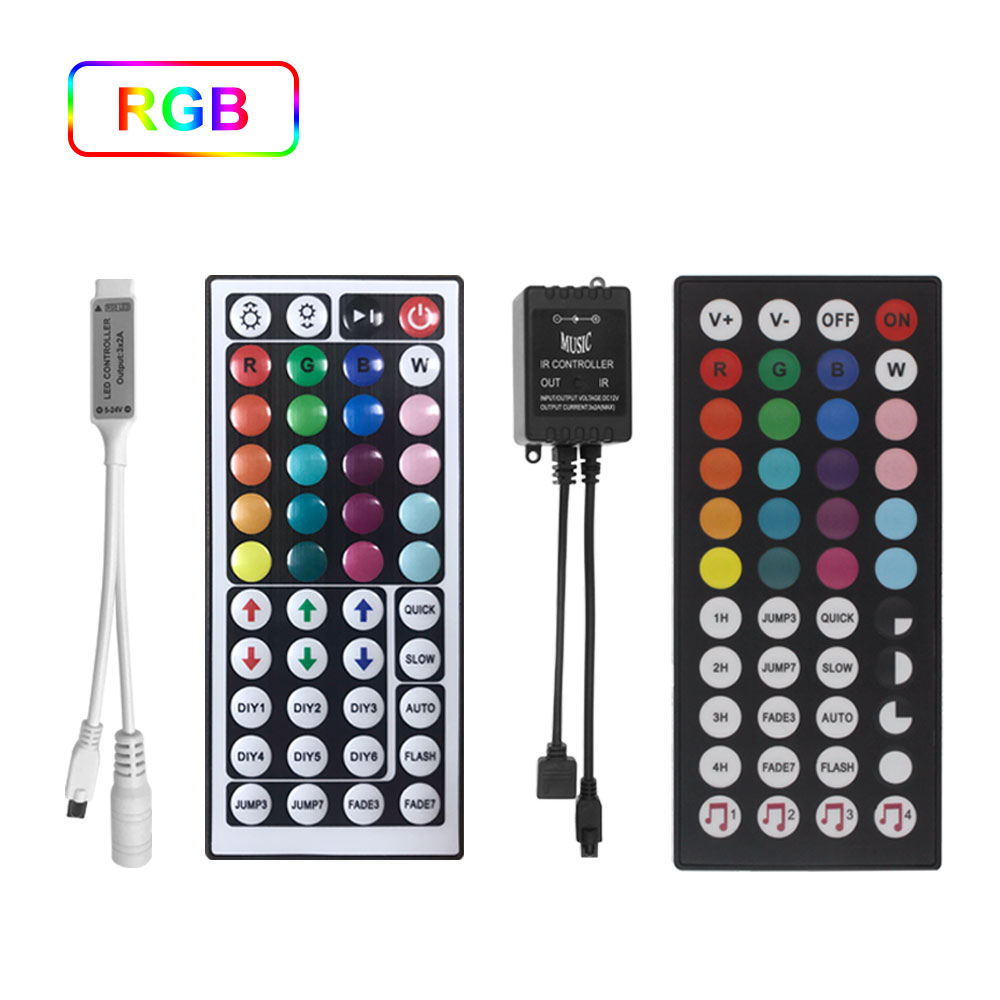 RGB Control Box 12V Music IR Controller 44 Keys Remote Control Plastic RGB Controller LED Dimmer for LED Strip Connector