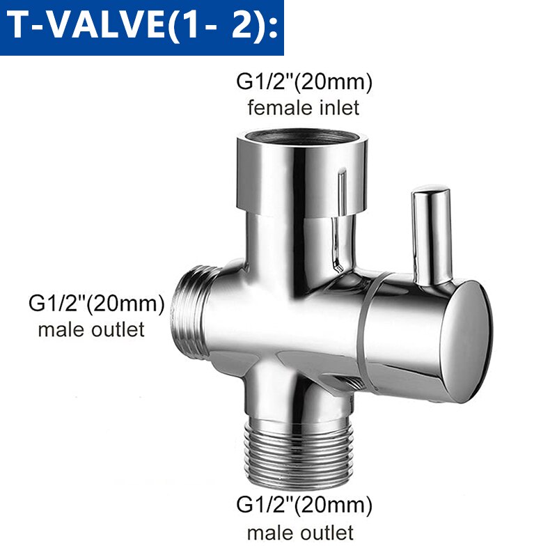 Håndholdt toalett bidet sprøyte tilbehør rustfritt stål hånd bidet kran til dårlig hånd sprøyte dusjhode (ikke et sett): Kun t-ventil (1- 2)