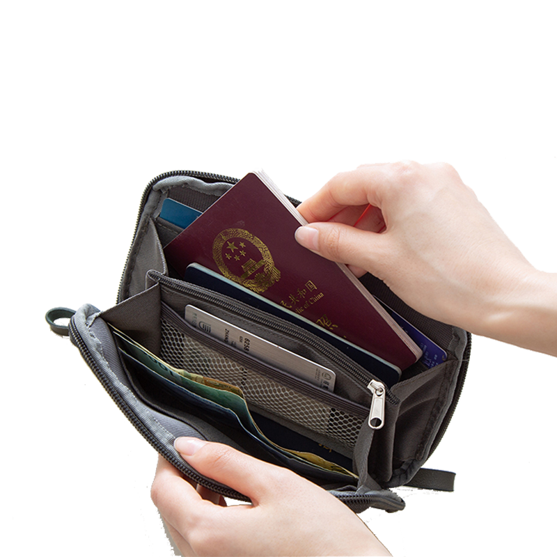 Small Casual Clutch Wallets Nylon Double Zipper Travel Men Passports ID Cards Holder Organizer