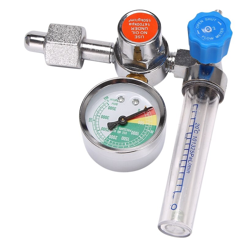 Oxygen Flowmeter Pressure Gauge Oxygen Flow Meter Oxygen Pressure Valve Regulator 0-10L/Min G5/8