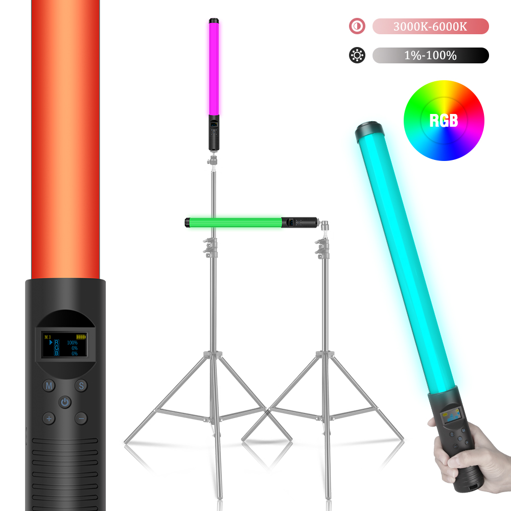RGB Colorful LED Stick Fill Light Handheld 3000K-6000K LED Flash Light stick Speedlight Photographic Lighting