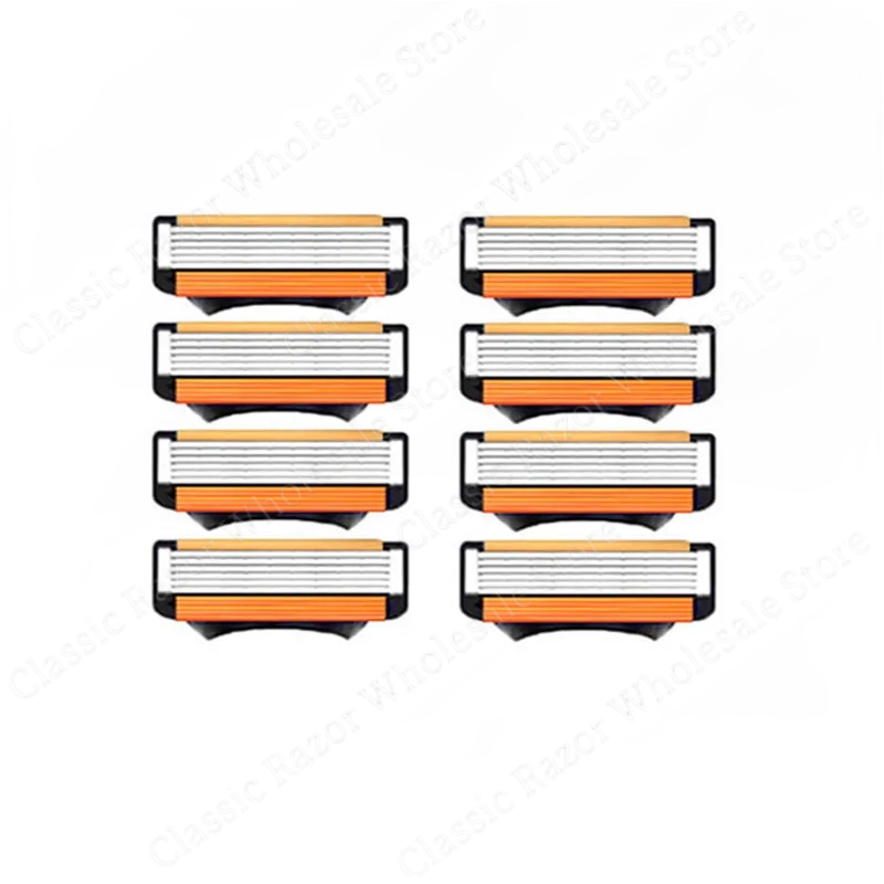 Cuchillas de afeitar manuales reutilizables de 5 capas, cuchillas de repuesto para afeitadoras de hombres, maquinilla de afeitar de seguridad, protección de la piel: YELLOW