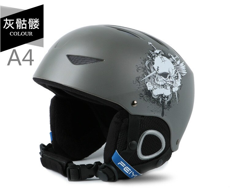 FEIYU volwassen kinderen ski helm mannen en vrouwen single board hoofd guard dubbele plaat uitgerust met sport ski cap: A4 / 52 TO 56 CM