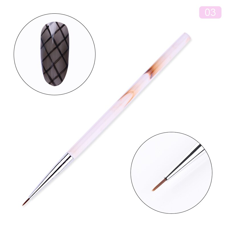 Marmorhandtag nagelkonst akrylborste uv gel liner ritpenna blomma carving måla penslar nail liner diy nail art verktyg: Mönster 3