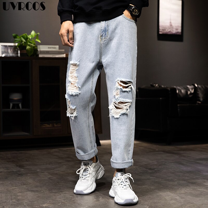 Jean déchiré homme droit jean large droit le jean pour homme Winter2020