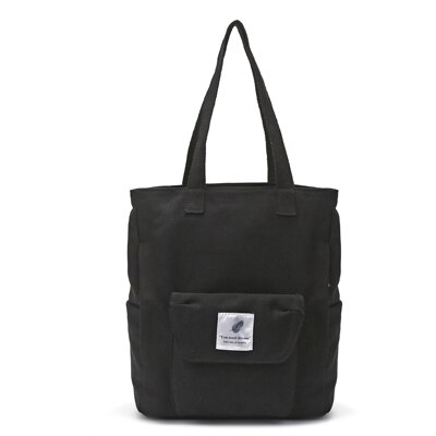 Wiederverwendbare Einkaufstasche Faltbare Einkaufstasche Für Frauen Handtasche Geräumige Leinwand Tasche: Schwarz