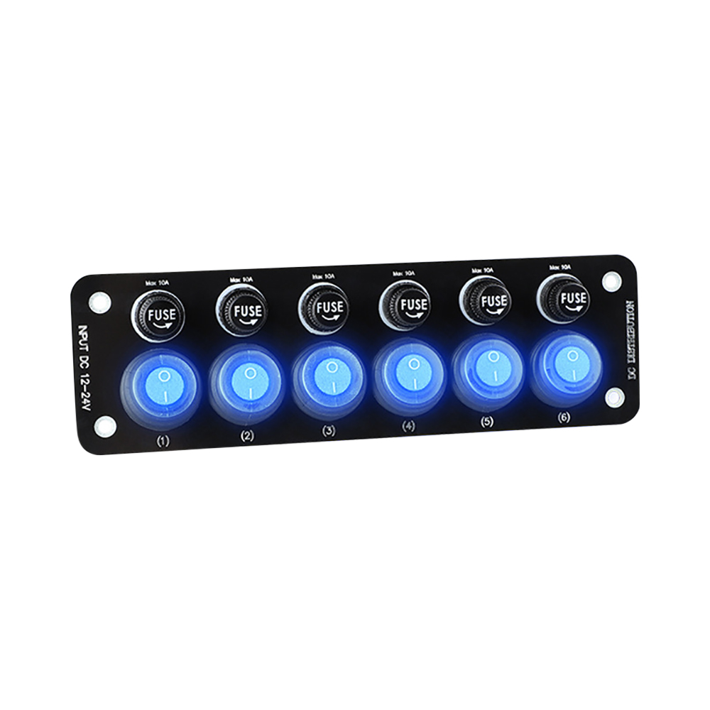 Painel de Controle Switch para Carro, Motorhomes, RV, Barco, Camping, Mult Port, On, Off Button, Toggle Switch, 6 Portas, 12V