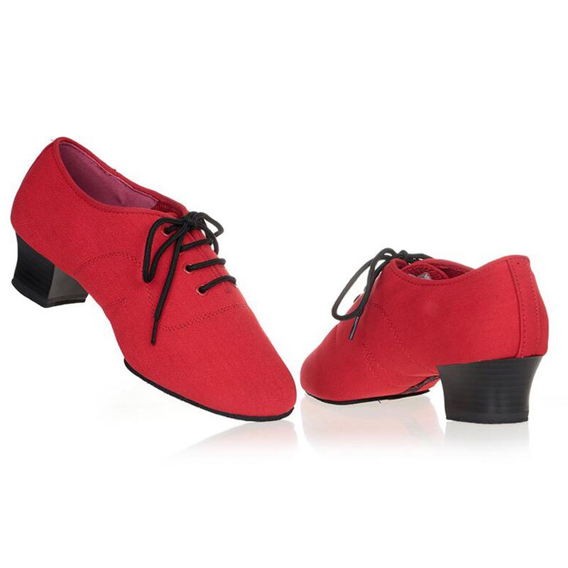 NUOVO scarpe di Tela delle Donne Sala Da Ballo Latino Pratica Scarpe Da Ballo Coperta In Pelle Scamosciata Split Sole 4 centimetri Tacco Alto Sala Da Ballo Danza Formazione Scarpe: Rosso / 9.5