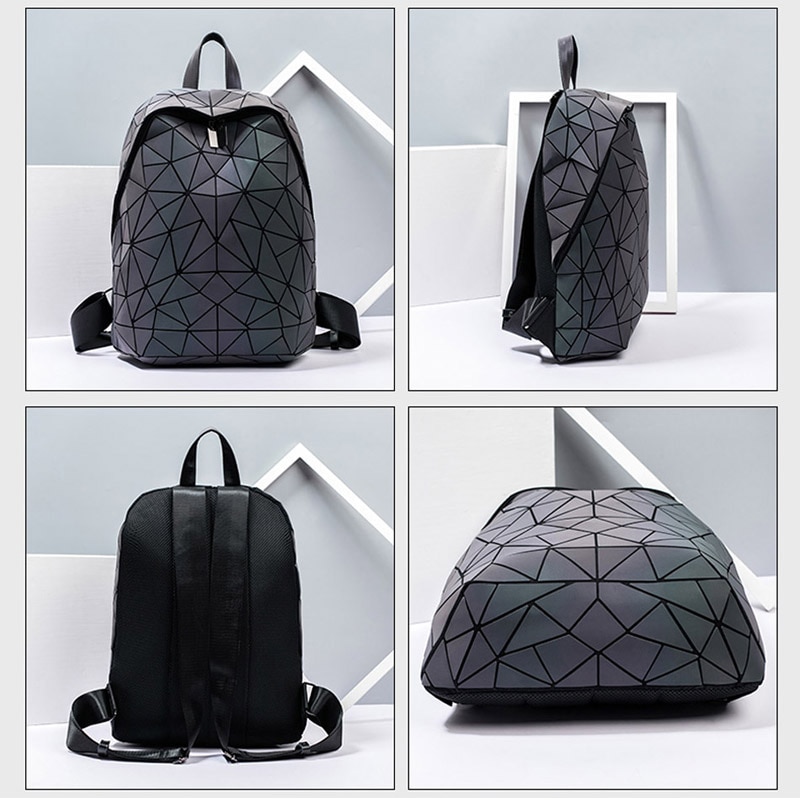 Leucht Rucksäcke Frauen Geometrische Laptop Rucksack Für Männer Schulter Rucksack Schule Holographische Rucksack Weibliche Trave Schule Tasche