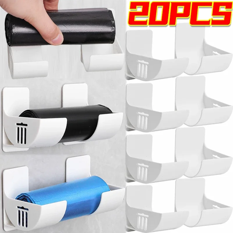 20/2 pçs saco de lixo rolo titular dispensador frescura filme rolo rack armazenamento fixado na parede prateleira cozinha saco lixo organizador