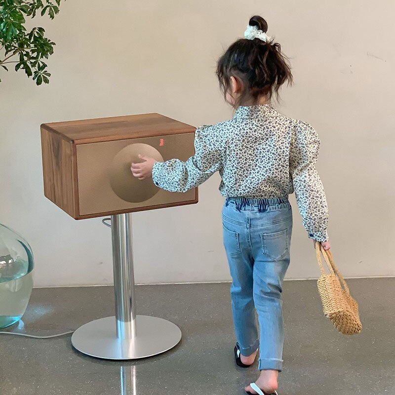 2022 Lente Kinderkleding Meisjes Koreaanse Gebroken Bloem Bubble Mouw 2-38