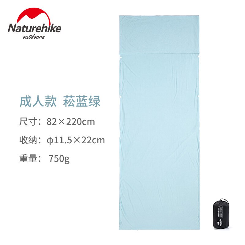 Lenzuola sporche per Hotel da viaggio tutto'aperto portatili con fodera per sacco a pelo sporco modale Naturehike: adulto verde