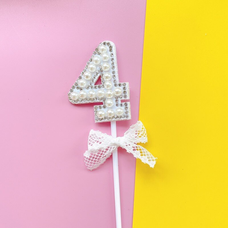 1Pc Glitter Alloy Rhinestone Number Cake Toppers Baby Shower Birthday Decoration Wedding Gold Silver Digital Cakes Dessert Decor: Mint Green
