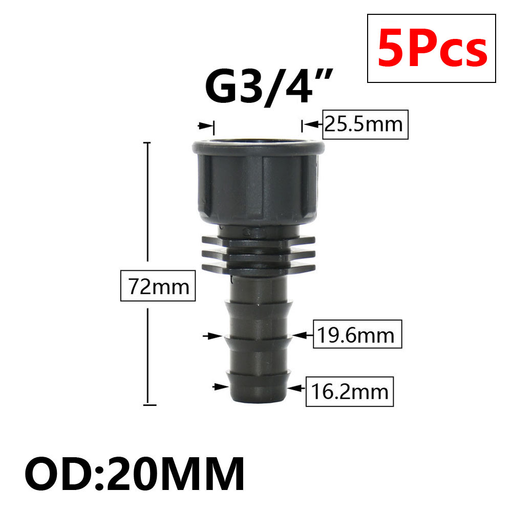 5pc 16/20/25/32mm Garten Schlauch PE Rohr Widerhaken Anschluss 1/2 3/4 1 "Gewinde gerade Ellenbogen Koppler passend zu Bauernhof Bewässerung Gelenke: dunkel Grau