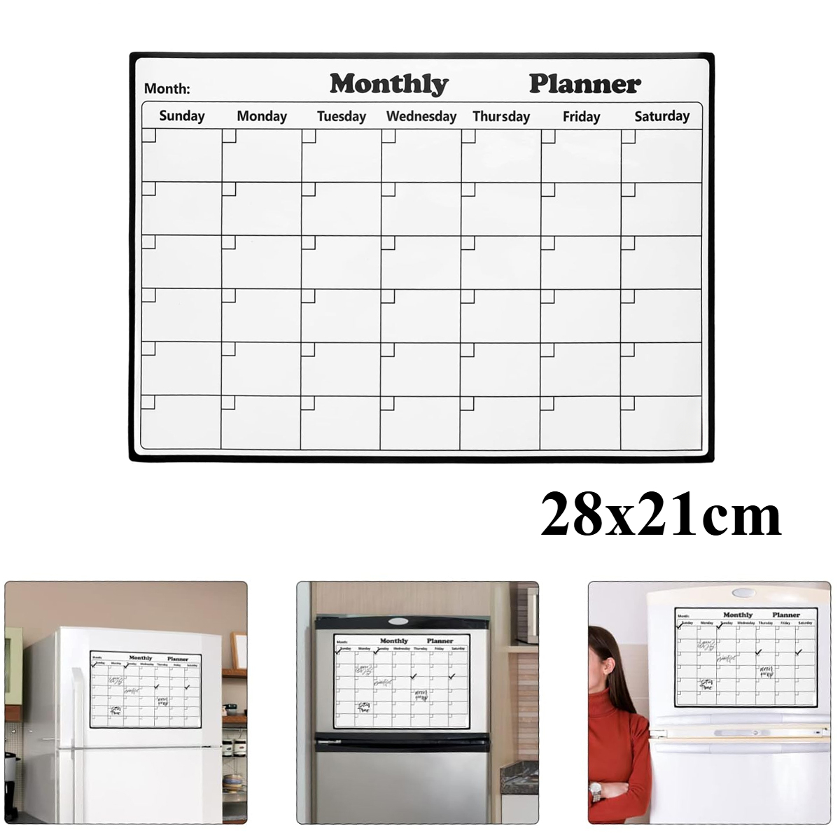 28 x 21cm kjøleskapskalender magnetisk tørrvisk kalender whiteboardkalender til kjøleskapsplanleggere