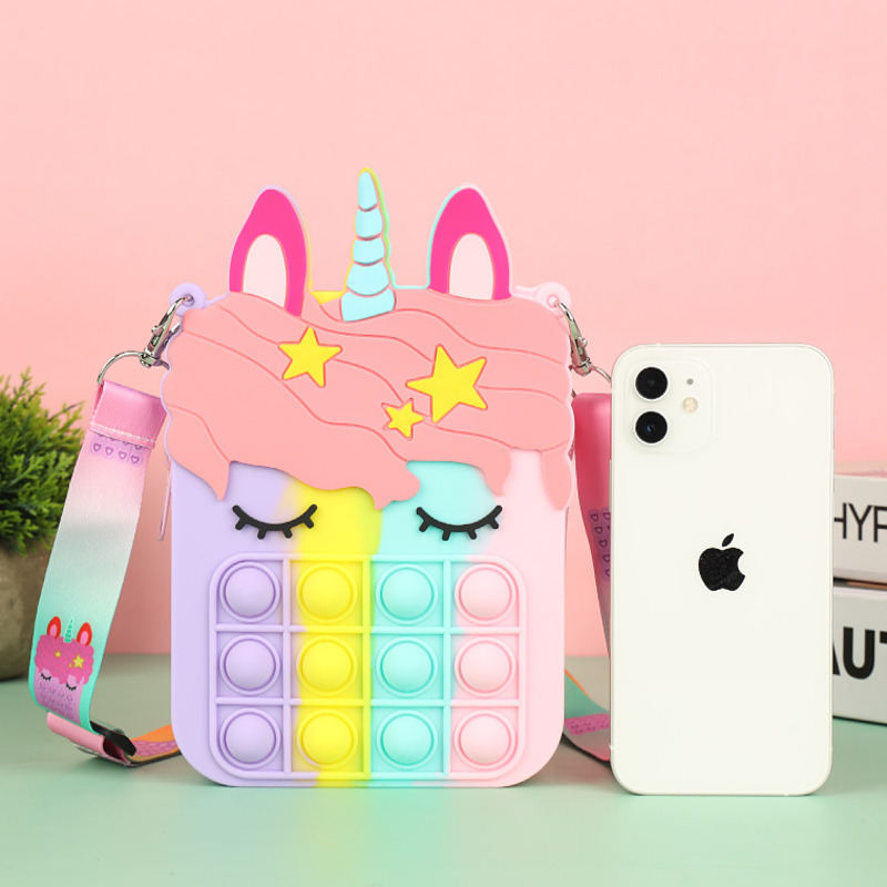Sac Popite géant Pop XXL, , mignon licorne Pop fossette fille Fidget Toy Push Anti-Stress enfants, porte-clés sac à main