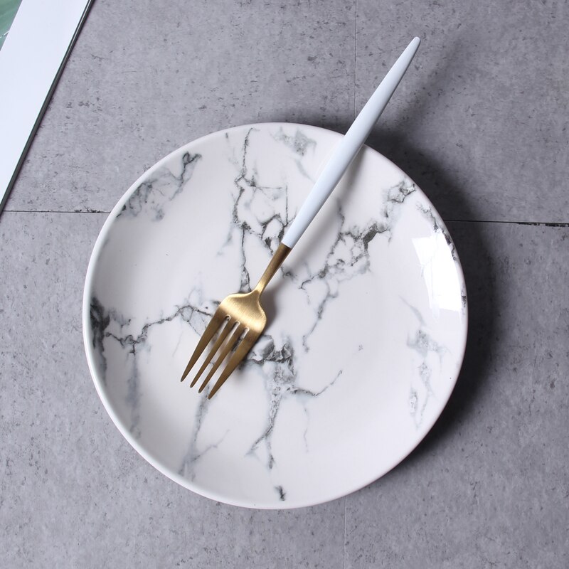 6 tum 8 tum 10 tum marmor mönster porslin tallrik keramisk middag tallrik porslin middag set marmor servis