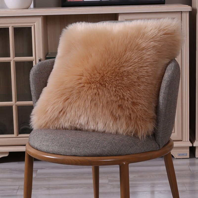 Faux Fur Fluffy Pluche Zachte Sofa Sierkussen Cover Kussen Case Solid Home Decor Woonkamer Slaapkamer: Chocolade