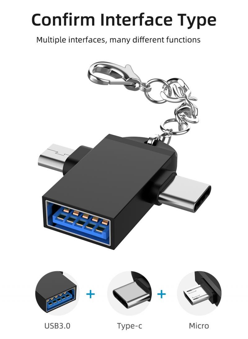 Android Type-C 2 In 1 OTG Micro USB Host Power T Splitter USB 3.1 Adapter