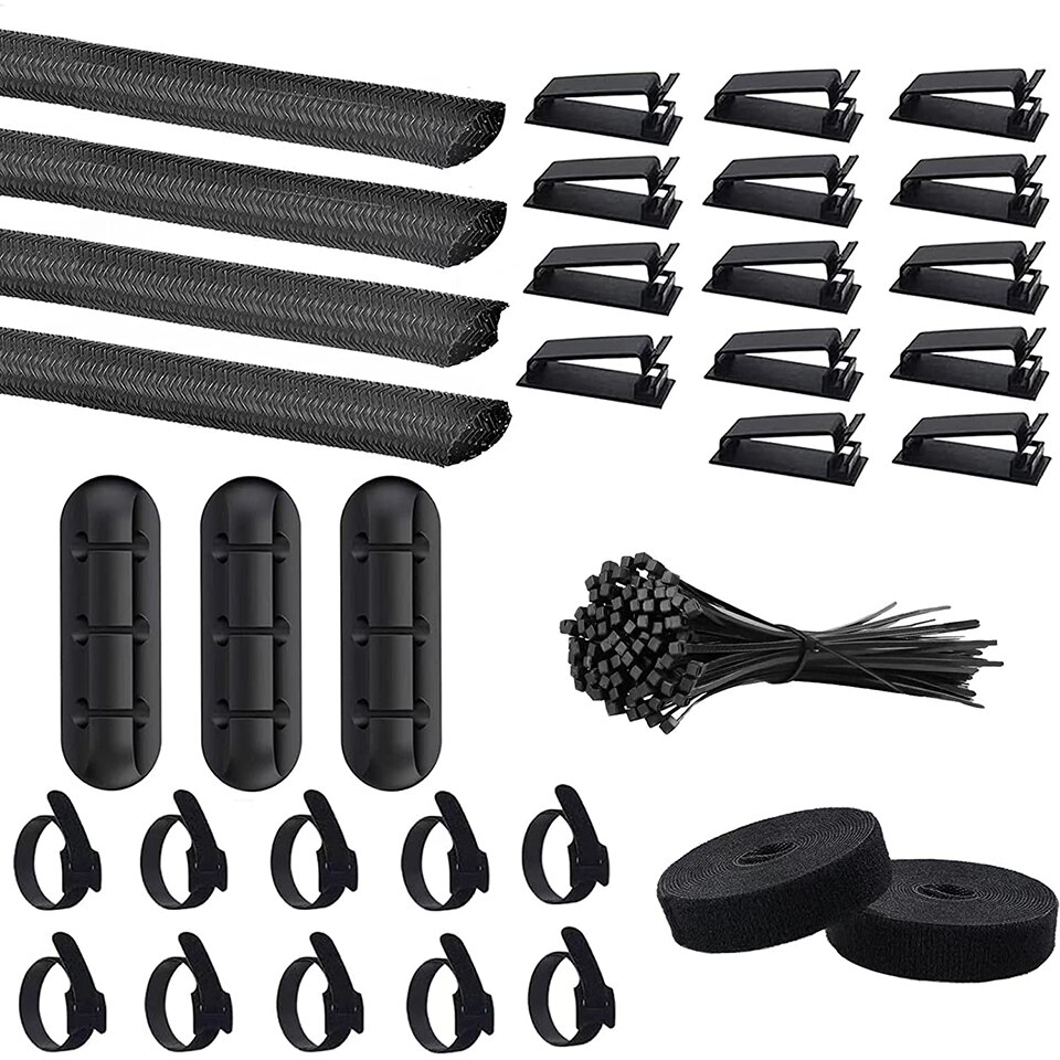 134Pcs Cable Management Kit Desktop Tidy Management Clip Mouse Charging Cable Headset Cable Clip for TV PC Computer Desk Office
