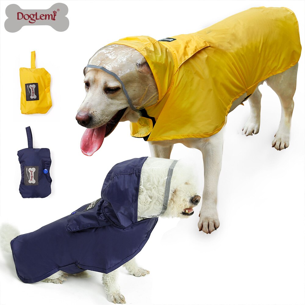 Dog raincoat golden retriever raincoat waterproof nylon rain clothes hooded for small and big large dogs impermeable perro #FS