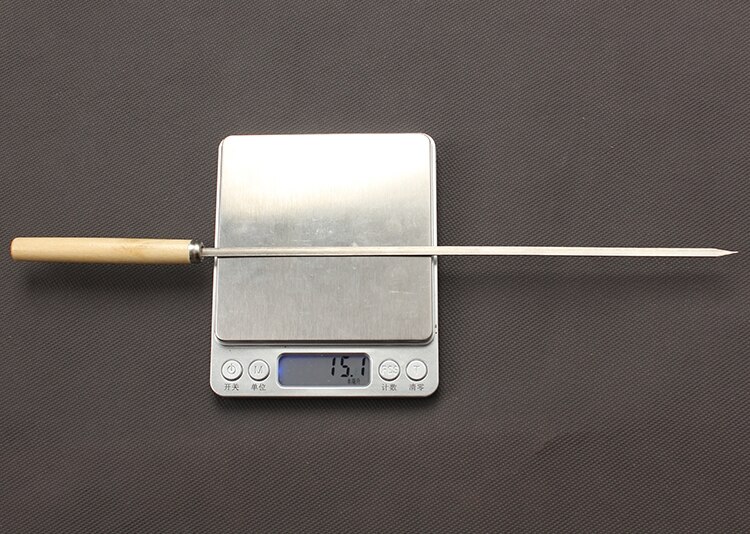 10 Pcs Flat Barbecue Stick BBQ Roasting Needle With Wooden Handle Brochette Tong Kebabe Skewers Stainless Steel Roasting Tools