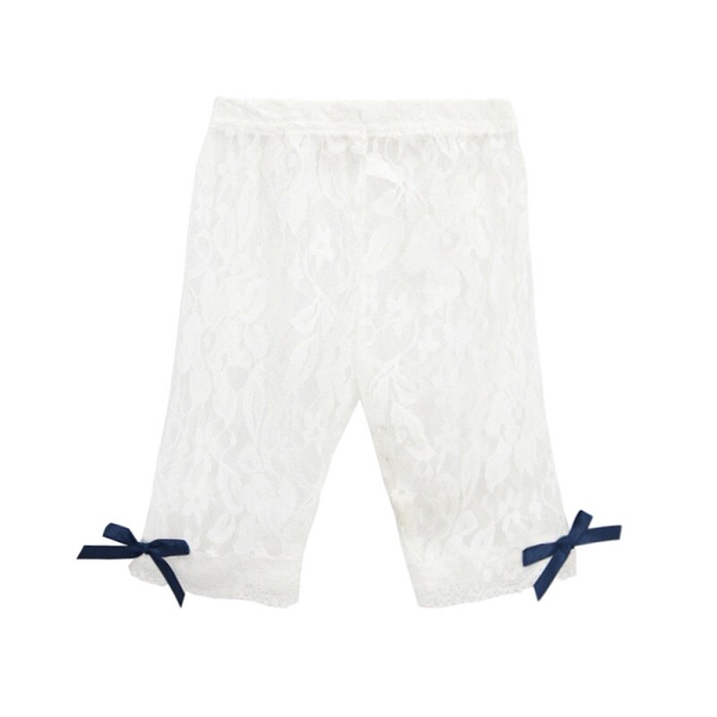 Mudkingdom verano mallas de encaje chicas ligero transpirable elástico de la Leggings cortos para niña ropa blanca pantalones cortos: Black / 5T