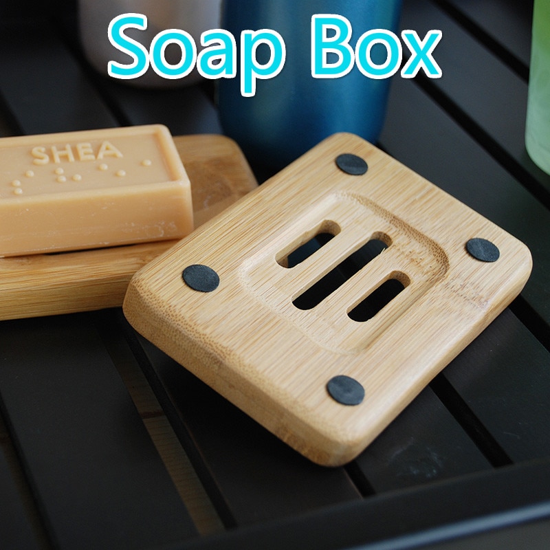 Bandeja de madera Natural de bambú para jabón, soporte de rejilla para guardar jabón, caja de placa portátil, jabonera de baño para el hogar