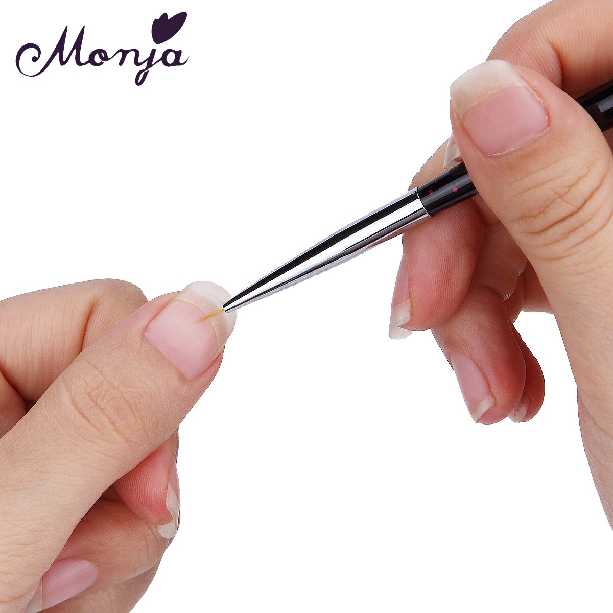 Monja 3pcs 5/9/12mm Metal Nail Art French Stripes Lines Flower Painting Drawing Liner Brush Pen Manicure Tools Kit