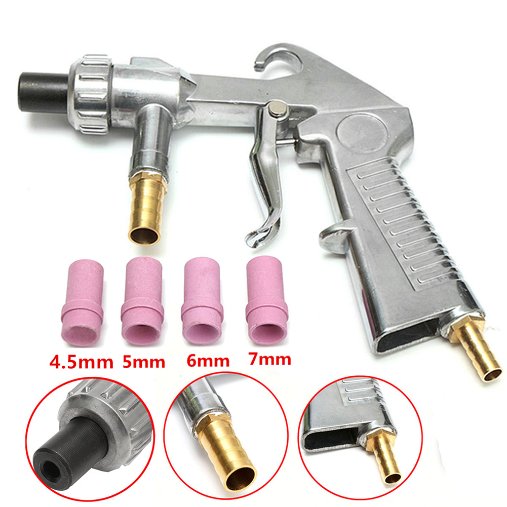 Sandblaster Air Siphon Feed Blast Nozzle Ceramic Tips Abrasive Sand Blasting with 4pcs Ceramic Nozzles Abrasive Blasting Tool
