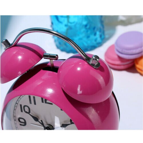 3inch Twin Bell Loud Nightlight Non Ticking Bedside Decor Desk Alarm Clocks