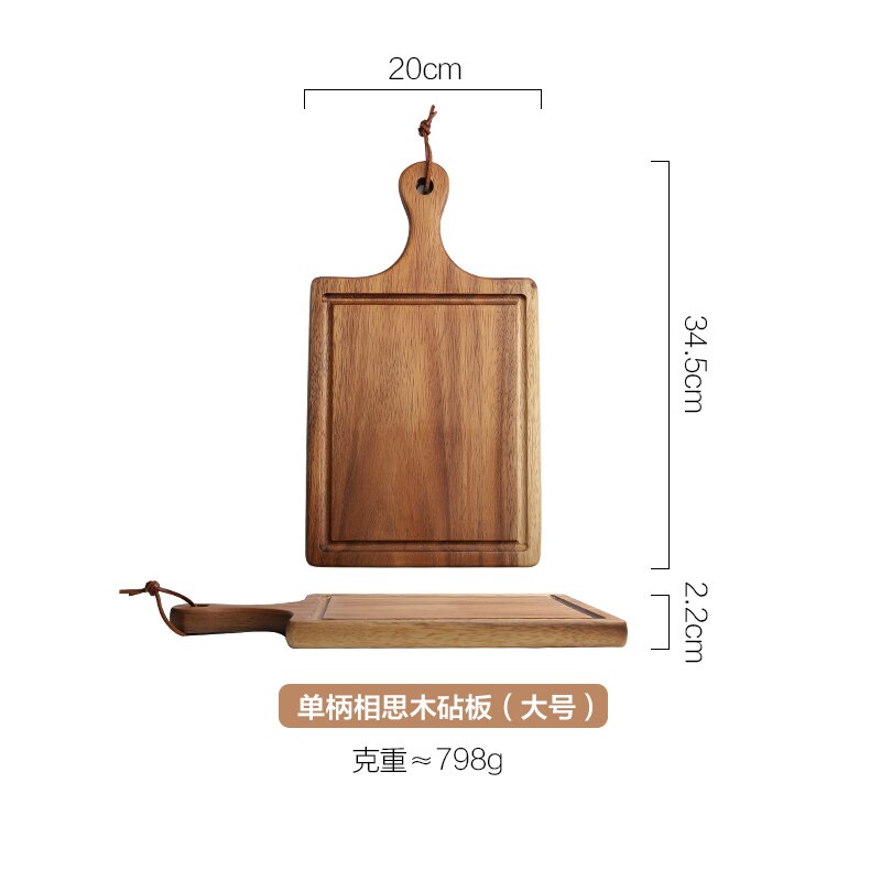 Natural Acacia Wood Cutting Board With Handles Rectangula Cutting Vegetable Board Pizza Bread Board Sushi Board Rolling Panel: L