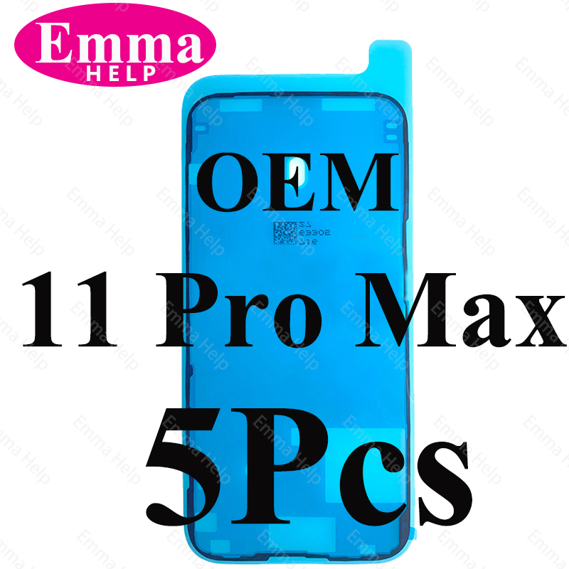 Adhesivo adhesivo impermeable OEM para iPhone 11, 12, 13 Pro Max X XR XS 7 8Plus, pegamento precortado, marco LCD, cinta de pantalla, sello de bisel, 5 uds.: Gris oscuro