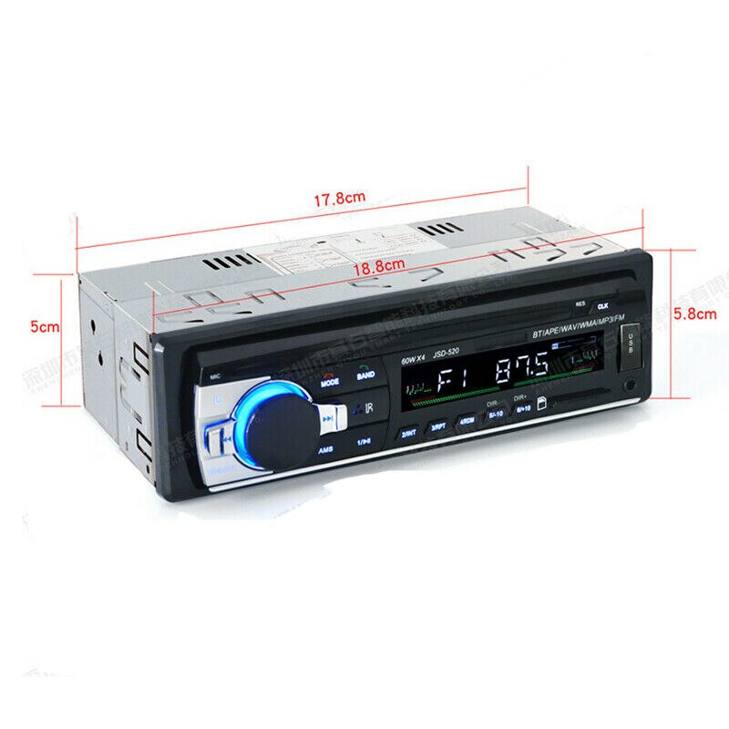 Autoradio bluetooth stereo  mp3- soitin usb/sd/fm pääyksikkö ei cd puhelimen lataus